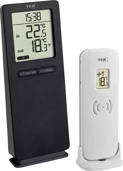 TFA Dostmann Funk-Thermometer LOGOneo Funk-Thermometer digital Schwarz 30.3071.01