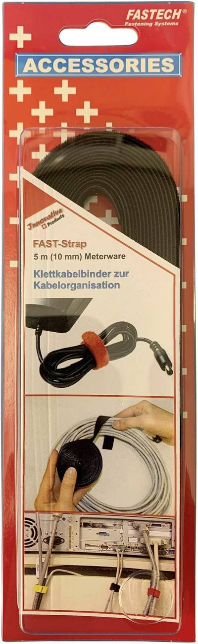 FASTECH® 696-330C Klettband zum Bündeln Haft- und Flauschteil (L x B) 5000 mm x 10 mm Schwarz 5 m