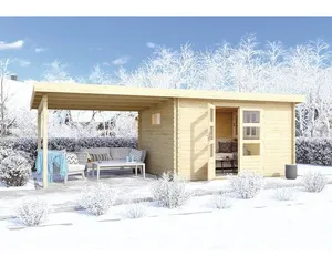 Gartenhaus Karibu Tossens 4 inkl. Anbaudach 3,3 m 614,5 x 333 cm natur