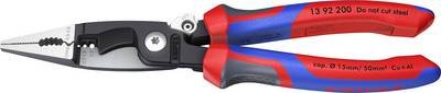 KNIPEX 13 92 200 Elektro-Installationszange mit Mehrkomponenten-Hüllen schwarz atramentiert 200 mm