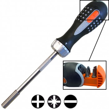 Destornillador a carraca con portapuntas de 1/4" ref. 808050 - Rationalstock.es