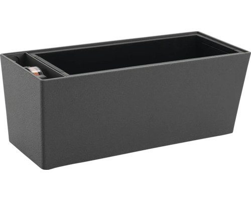 Blumenkasten Supreme Stone Kunststoff 49.5 x 19 x 19 cm stone grey inkl. Pflanzeinsatz, Erdbewässerungssystem und Wasserstandsanzeiger