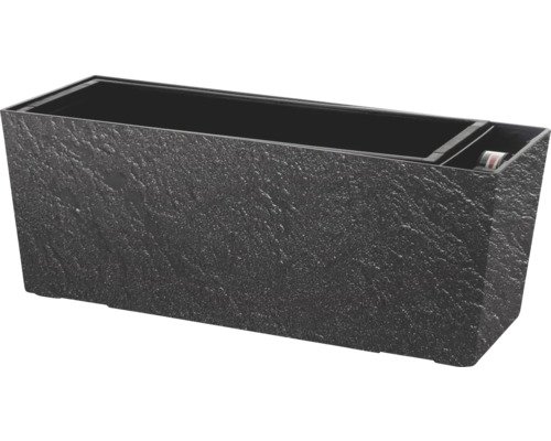 Blumenkasten Supreme Stone Kunststoff strukturiert 50 x 19 x 19.5 cm anthrazit inkl. Erdbewässerungssystem, Wasserstandsanzeiger und Pflanzeinsatz