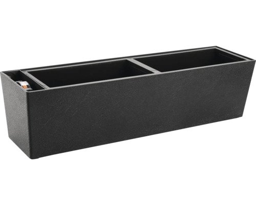 Blumenkasten Supreme Stone Kunststoff 74.5 x 19 x 19 cm anthrazit inkl. Pflanzeinsatz, Erdbewässerungssystem und Wasserstandsanzeiger