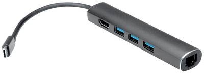 VALUE USB Typ C Dockingstation, HDMI 4K, 3x USB Typ A, Gigabit Ethernet, grau