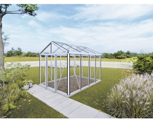 Janssens Gewächshaus inkl. Sicherheitsglas 4 mm 236 x 310 cm aluminium