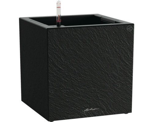 Pflanztopf Lechuza Canto Slatestone 30 cm x 30 cm x 30.8 cm graphitschwarz inkl. Erdbewässerungssystem, Pflanzeinsatz und Wasserstandsanzeiger