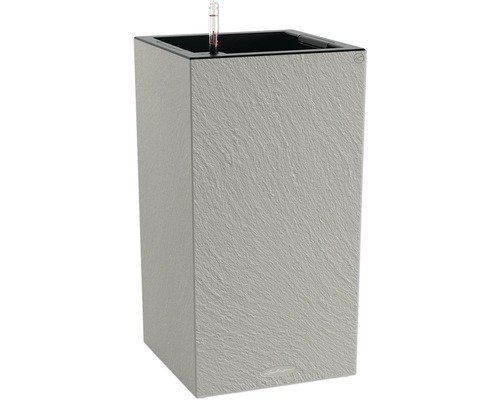 Pflanzkübel Lechuza Canto Slatestone Kunststoff 30 x 30 x 56.8 cm schiefergrau inkl. Erdbewässerungssystem, Pflanzeinsatz und Wasserstandsanzeiger