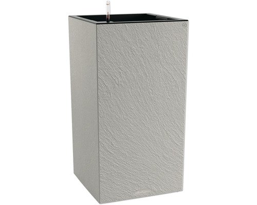 Pflanzkübel Lechuza Canto Slatestone Kunststoff 40 x 40 x 75.8 cm schiefergrau inkl. Erdbewässerungssystem, Pflanzeinsatz und Wasserstandsanzeiger