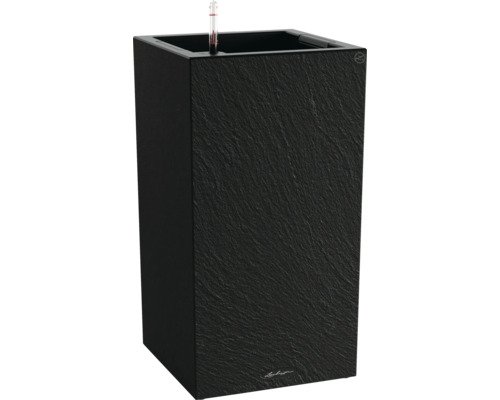 Pflanzkübel Lechuza Canto Slatestone Kunststoff 30 x 30 x 56.8 cm graphitschwarz inkl. Erdbewässerungssystem, Pflanzeinsatz und Wasserstandsanzeiger