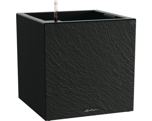 Pflanztopf Lechuza Canto Slatestone 40 cm x 40 cm x 40.8 cm graphitschwarz inkl. Erdbewässerungssystem, Pflanzeinsatz und Wasserstandsanzeiger