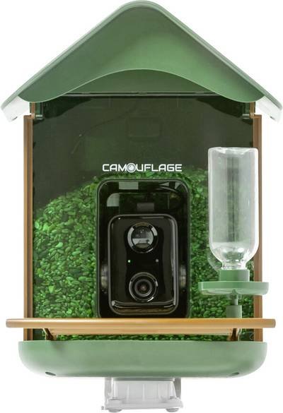 Camouflage Wildkamera 2 Megapixel mit Futterspender, WLAN, Zeitrafferfunktion, inkl. Solarladegerät mit Li-Ion-Akku Camo