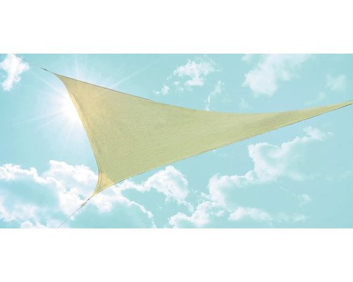 GARDEN PLACE DINAH Dreiecksonnensegel 3,6 x ,3,6 x 3,6 m, HDPE 135 g/m² wind- und wasserdurchlässig, weizen gestreift