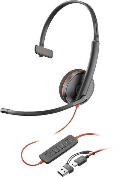 HP Poly Blackwire C3210 Over Ear Headset kabelgebunden Mono Schwarz Headset, Lautstärkeregelung, Mikrofon-Stummschaltung