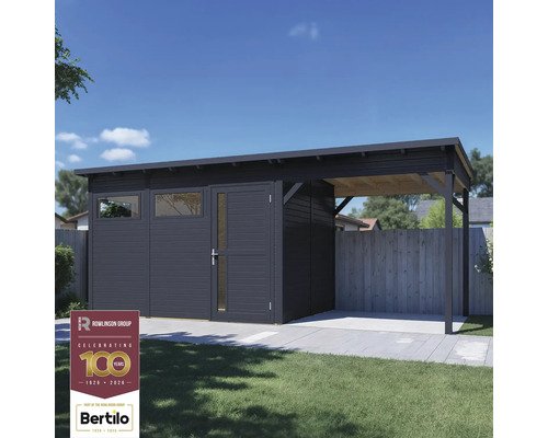 Gartenhaus Bertilo Pentus 3L inkl. Fußboden, Schleppdach 582 x 266 cm anthrazit