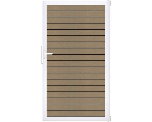 Einzeltor GroJa Rhombus DIN Universal vormontiert ohne Pfosten Rahmen silber 150 x 180 cm teak