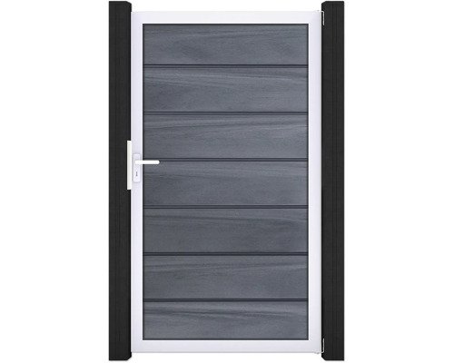 Einzeltor GroJa Solid Grande Premium DIN Universal vormontiert ohne Pfosten Rahmen silber 150 x 180 cm steingrau