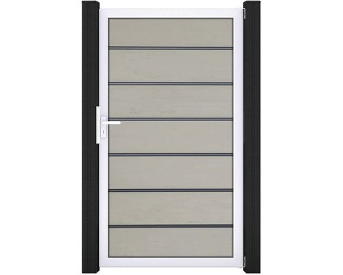 Einzeltor GroJa Solid Grande Premium DIN Universal vormontiert ohne Pfosten Rahmen silber 150 x 180 cm sand