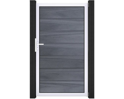 Einzeltor GroJa Solid Grande DIN Universal vormontiert ohne Pfosten Rahmen silber 150 x 180 cm steingrau