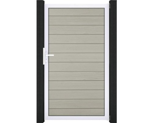 Einzeltor GroJa Solid DIN Universal vormontiert ohne Pfosten Rahmen silber 150 x 180 cm sand