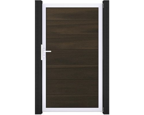 Einzeltor GroJa Solid Grande DIN Universal vormontiert ohne Pfosten Rahmen silber 150 x 180 cm Walnuss