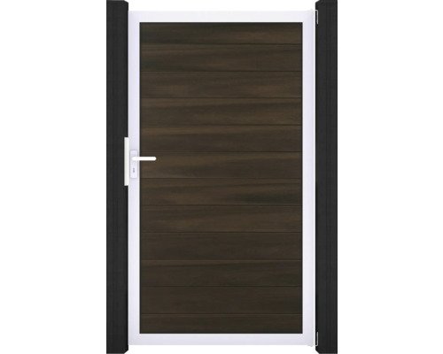 Einzeltor GroJa Solid DIN Universal vormontiert ohne Pfosten Rahmen silber 150 x 180 cm Walnuss