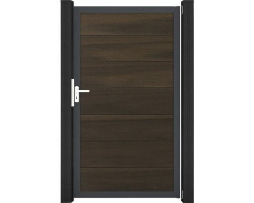 Einzeltor GroJa Solid Grande DIN Universal vormontiert ohne Pfosten Rahmen anthrazit 150 x 180 cm Walnuss