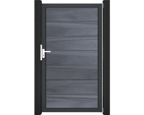 Einzeltor GroJa Solid Grande DIN Universal vormontiert ohne Pfosten Rahmen anthrazit 150 x 180 cm steingrau
