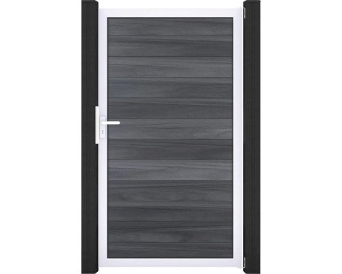 Einzeltor GroJa Solid DIN Universal vormontiert ohne Pfosten Rahmen silber 150 x 180 cm steingrau