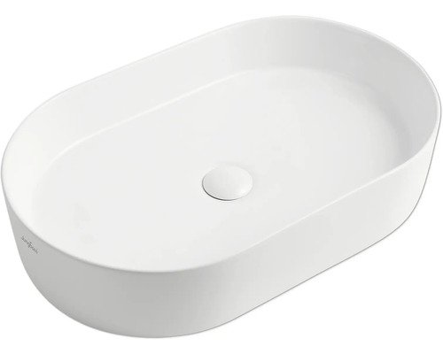 Jungborn Aufsatzwaschbecken ONE 60 x 38 cm weiss glänzend inkl. keramischen Ablaufventil