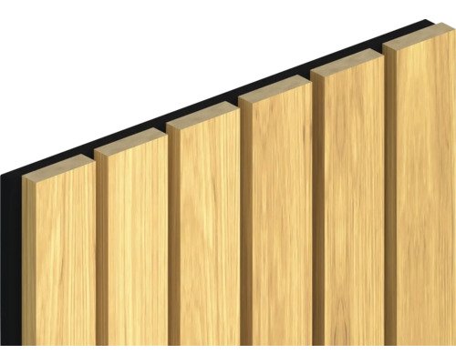 Akustikpaneel Saragossa Eiche foliert mit breiten Lamellen 42 mm 2800 x 300 x 21 mm