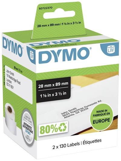 DYMO Etiketten Rolle 99010 S0722370 89 x 28 mm Papier Weiß 260 St. Permanent haftend Adress-Etiketten