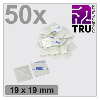TRU COMPONENTS T24CA067 Befestigungssockel selbstklebend, schraubbar TC-12888540 4fach einfädeln Weiß 50 St.