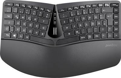 Perixx Ergonomisch Funk Tastatur, Maus-Set Ergonomisch Deutsch, QWERTZ Schwarz