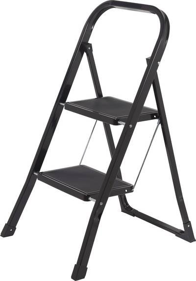 TOOLCRAFT TO-10398468 Stahl Klapptritt klappbar, Montage ohne Werkzeug Arbeitshöhe (max.): 2.47 m Schwarz EN 14183