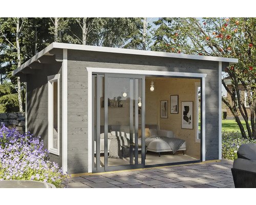 Gartenhaus SKAN Holz Tournai 2 inkl. Fußboden 480 x 380 cm schiefer