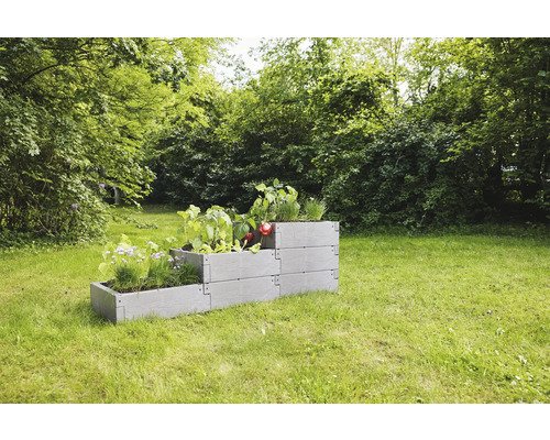 Hochbeet Juwel Timber Kunststoff Pflanztreppe grau
