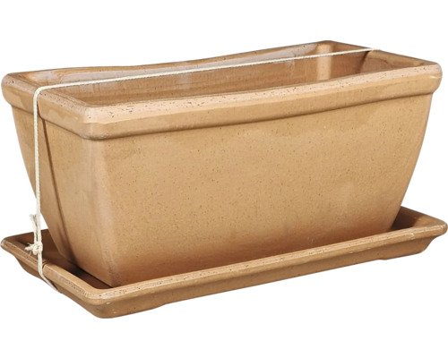 Blumenkasten Spang Antiqua Ton 42 x 18 x 18.5 cm terracotta inkl. Untersetzer
