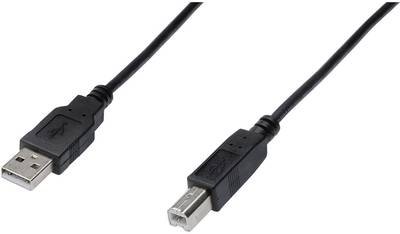 Digitus USB-Kabel USB 2.0 USB-A Stecker, USB-B Stecker 1.80 m Schwarz Rund, doppelt geschirmt AK-300105-018-S