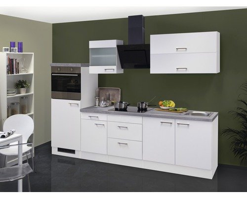 Küchenzeile mit Geräten Flex Well Varo 270 cm Frontfarbe weiss - Korpusfarbe weiss 00011575