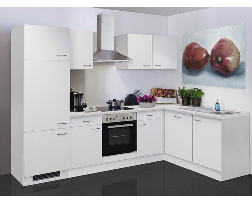 Winkelküche mit Geräten Flex Well Wito 280 cm Frontfarbe weiss - Korpusfarbe weiss 00010837