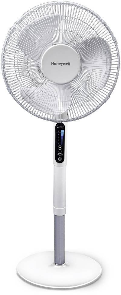 Honeywell HSF600WE QuietSet Standventilator 40 W (Ø x H) 40 cm x 1220 mm Weiß Höhenverstellbar, LED-Display, mit Fernbed