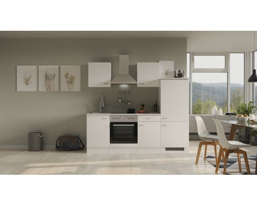 Küchenzeile mit Geräten Flex Well Wito 220 cm Frontfarbe weiss - Korpusfarbe weiss 00012361