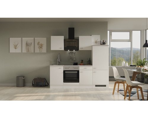 Küchenzeile mit Geräten Flex Well Wito 220 cm Frontfarbe weiss - Korpusfarbe weiss 00012338