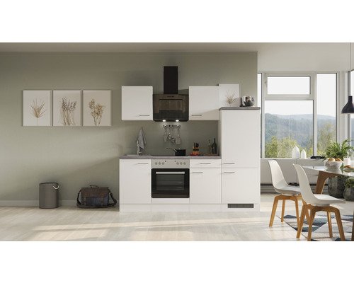 Küchenzeile mit Geräten Flex Well Varo 220 cm Frontfarbe weiss - Korpusfarbe weiss 00012331