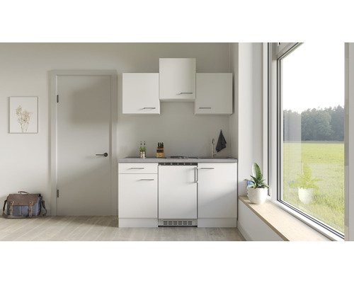 Singleküche mit Geräten Flex Well Varo 150.5 cm Frontfarbe weiss - Korpusfarbe weiss 00011403