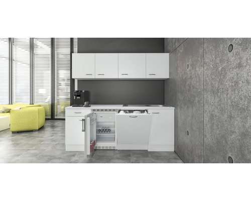 Küchenzeile mit Geräten Flex Well Wito 210 cm Frontfarbe weiss - Korpusfarbe weiss 00011938