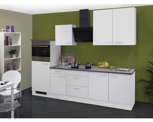 Küchenzeile mit Geräten Flex Well Lucca 270 cm Frontfarbe weiss - Korpusfarbe weiss 00011565