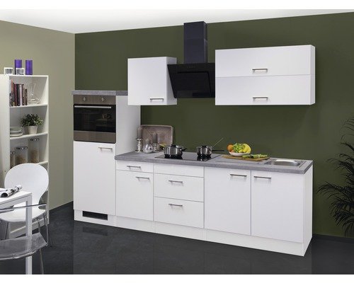 Küchenzeile mit Geräten Flex Well Varo 270 cm Frontfarbe weiss - Korpusfarbe weiss 00011211