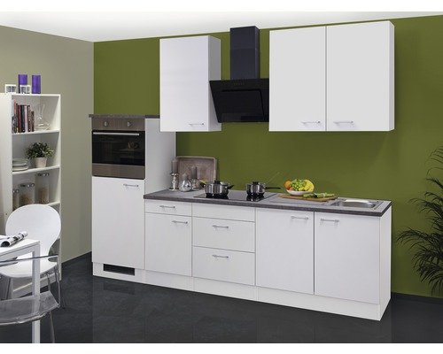 Küchenzeile mit Geräten Flex Well Lucca 270 cm Frontfarbe weiss - Korpusfarbe weiss 00011195
